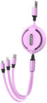 Dudao Кабел 3в1 Dudao L8H, с възможност за удължаване, 1.1m, лилав, (L8H-purple) (L8H-purple)