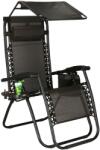 SPRINGOS kerti Napozószék tetővel, állítható, zéró gravitációs - Fekete, Barna (GC0029)