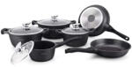 Royalty Line RL-BS1010M Set de oale si tigai, fonta, 10 bucati, inductie, finisaj marmura, negru (RL-BS1010M black)