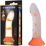 Pretty Love Dildo Magical Nightfall, Luminous Silicone, Portocaliu, 17 cm
