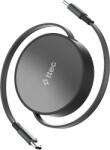 Ttec Data кабел ttec USB-C to USB-C Mini Retractable 100W PD/QC 120cm Fast Charge Cable, Cosmic Black - Черен