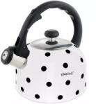 Kinghoff Teáskanna, Sípszóval, Fehér-fekete Pöttyös, 2.6L KH-1053
