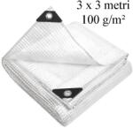GWD Megerősített ponyva 3x3 m, 100g/nm, UV+ védelem, 12 mm-es acélháló, átlátszó polietilén (10.100.33)