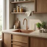 Rea Chiuveta inox Leo 50x45 cm cu baterie cupru periat (KPL-06015) Chiuveta