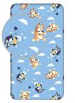 Jerry Fabrics Син еластичен единичен памучен детски чаршаф 90x200 cm Bluey - Jerry Fabrics (25FT039)