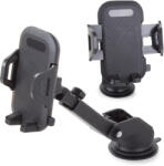 VERK GROUP Univerzális autós telefontartó GPS-hez, szélvédőre szerelhető, állítható karokkal, fekete színben (04114)
