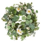  Selyemvirág koszorú margarétával 55cm zöld, fehér (JS39349)