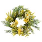  Selyemvirág koszorú nyári virágokkal 50cm zöld, sárga (JS39315)