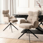  Krzesło Obrotowe do Salonu ALVARO Beżowe Boucle (ME-ME-ALVARO-BZ-TB-K)