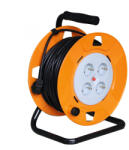 Somogyi Elektronic HJR 4-25 kábeldob, 25 m, IP20 kivitel, fém talp, H05VV-F 3G1, 0 mm2 kábel, max. 2300 W, védőkapcsoló, 4 védőérintkezős aljzat