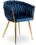 Klubfotel Glamour étkezőszék CAPI sötétkék bársony/arany lábak