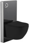 Cerano - Komplett WC szett szaniter öblítőmodul - matt fekete + fali WC Verde, perem nélküli + Slim/UF ülőke - matt fekete - 49x36 cm