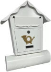BW MÉLIA Szórólaptartós Postaláda, Házikó forma, Fehér (Z-2050841-V)