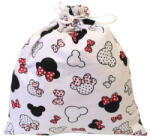  Pamut uzsonnás tasak - 30x30 cm / fehér alapon piros pöttyös masnis egérfej mintás