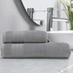 Lenjerii Deosebite Set 2 prosoape baie bumbac 100% în cutie cadou, terry 500 GSM, Micra Gri (Silver) Prosop