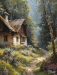 NORIMPEX - Puzzle Tablou Diamant: Căsuță în pădure 30x40cm - 1 - 39 piese