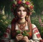 NORIMPEX - Puzzle Tablou Diamant: Femeie slavă cu flori 30x40cm - 1 - 39 piese