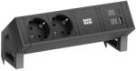 Bachmann DESK2 Priza Multipla 2x Schuko USB AC Incarcator 22W Negru (902.962)