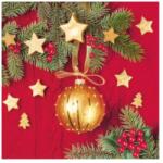 Maki Szalvéta 3 rétegű 33x33cm 20db/csomag karácsonyi fenyőág és arany díszek 014901