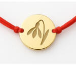 Flippy Martisor Bratara Argint 925, Jolie, Model Ghiocel Gravat, Martisor de 1 Martie, cu Snur Rosu, Argintiu (teo-165626)