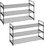 SONGMICS Cipőtartó polc 2 db 3 szintes akár 15 pár cipőhöz, egymásra rakható, 30x92x54cm (LSA06BKV1)