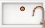SCHOCK Schock Greenwich N-100XL konyhai mosogatótálca 750 x 456 mm Cristadur Polaris, hófehér és szűrőkosár, túlfolyó takaró és Schock Talia konyhai csaptelep kihúzható fejjel Réz (SETGN100XLPOTECOB)