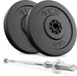 4FIZJO 20 kg-os bitumenes súlyzókészlet + 180 cm-es egyenes súlyzórúd (Z-BITU20GRYF180P)