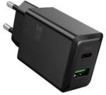 hoco. N71 hálózati töltő USB+Type-C aljzat (30W, PD gyorstöltő 3.0) FEKETE (179184)