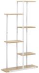Sersimo Etajera cu 6 rafturi din metal si MDF, 60x20x113 cm, alb si maro (GA0212)