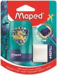 Maped Hegyező és radír, kétlyukú, tartályos, pótradírral, MAPED Connect Dragon, sárkány (049224)