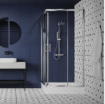 Laveo BRESSO szögletes zuhanykabin zuhanytálcával 80x80x185 cm átlátszó üveg/króm (JKBB086K) - konyhanet