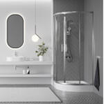 Laveo BRESSO félkör zuhanykabin zuhanytálcával 90x90x185 cm átlátszó üveg/króm (JKBB096Z) - konyhanet