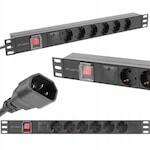 Lanberg PDU Rack 1U 10A 6x Schuko 2m 2m Negru C14 (PDU-06F-0200-IEC-BK)
