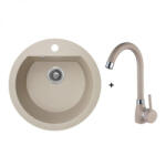 Laveo Dafne bézs szett álló csappal, helytakarékos szifonnal (OPSRDA_480T)