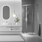 Laveo BRESSO félkör zuhanykabin zuhanytálcával 90x90x185 cm átlátszó üveg/króm (JKBB096Z) - watermarkt