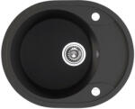 Laveo DAFNE egykör mini csepptálcás szemcsés fekete mosogató dugókiemelős helytakarékos szifonnal (SRD_783T) - watermarkt