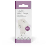 Nedis WGCHA45WWT töltő 45 W | GaN | PD3.0, Gyorstöltési funkció, 2, 25 / 3, 0 A, 2x USB-C, Automatikus feszültségválasztás (WGCHA45WWT) - compzone