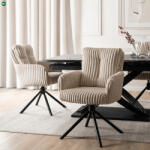 Mebel Elite Forgószék bézs színben, kordbársony kárpittal JUNE