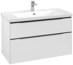 Villeroy & Boch Dulap baza suspendat Villeroy & Boch Subway 3.0 973x576x478 mm cu doua sertare, Pure White, maner Volcano Black (C57001VF)