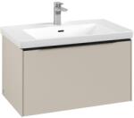 Villeroy & Boch Dulap baza suspendat Villeroy & Boch Subway 3.0 772x429x478 mm cu un singur sertar, Cashmere Grey, maner Volcano Black (C57301VN)