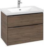 Villeroy & Boch Dulap baza suspendat Villeroy & Boch Subway 3.0 772x576x478 mm cu doua sertare, Arizona Oak, maner Volcano Black (C57401VH)