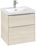 Villeroy & Boch Dulap baza suspendat Villeroy & Boch Subway 3.0 572x576x478 mm cu doua sertare, White Oak, maner aluminiu (C57800AA)