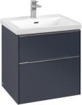 Villeroy & Boch Dulap baza suspendat Villeroy & Boch Subway 3.0 572x576x478 mm cu doua sertare, Marine Blue, maner aluminiu (C57800VQ)