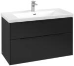 Villeroy & Boch Dulap baza suspendat Villeroy & Boch Subway 3.0 973x576x478 mm cu doua sertare, Volcano Black, maner Volcano Black (C57001VL)