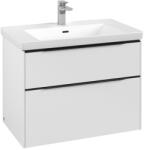 Villeroy & Boch Dulap baza suspendat Villeroy & Boch Subway 3.0 772x576x478 mm cu doua sertare, Pure White, maner Volcano Black (C57401VF)