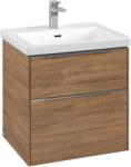 Villeroy & Boch Dulap baza suspendat Villeroy & Boch Subway 3.0 572x576x478 mm cu doua sertare, Oak Kansas, maner aluminiu (C57800RH)