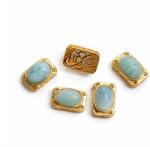  Charm Larimar 10x6x6 mm cupru aurit pentru creatie bijuterii 1 Buc