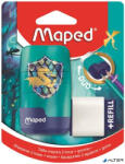 Maped Hegyező és radír, kétlyukú, tartályos, pótradírral, MAPED "Connect Dragon", sárkány (049224)