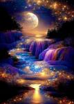 NORIMPEX - Puzzle Tablou Diamant: Moon Golden Landscape 30x40cm - 1 - 39 piese