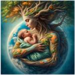 NORIMPEX - Puzzle Tablou Diamant: Mama Pământ cu copil 30x40cm - 1 - 39 piese
